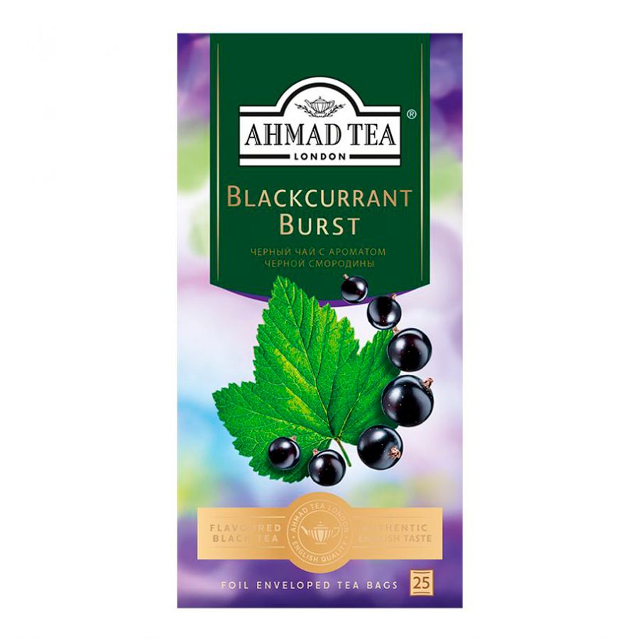 Чай "Ahmad Tea Blackcurrant Burst", 25 пакетиков x1.5 гр, черный, со вкусом черной смородины - 2
