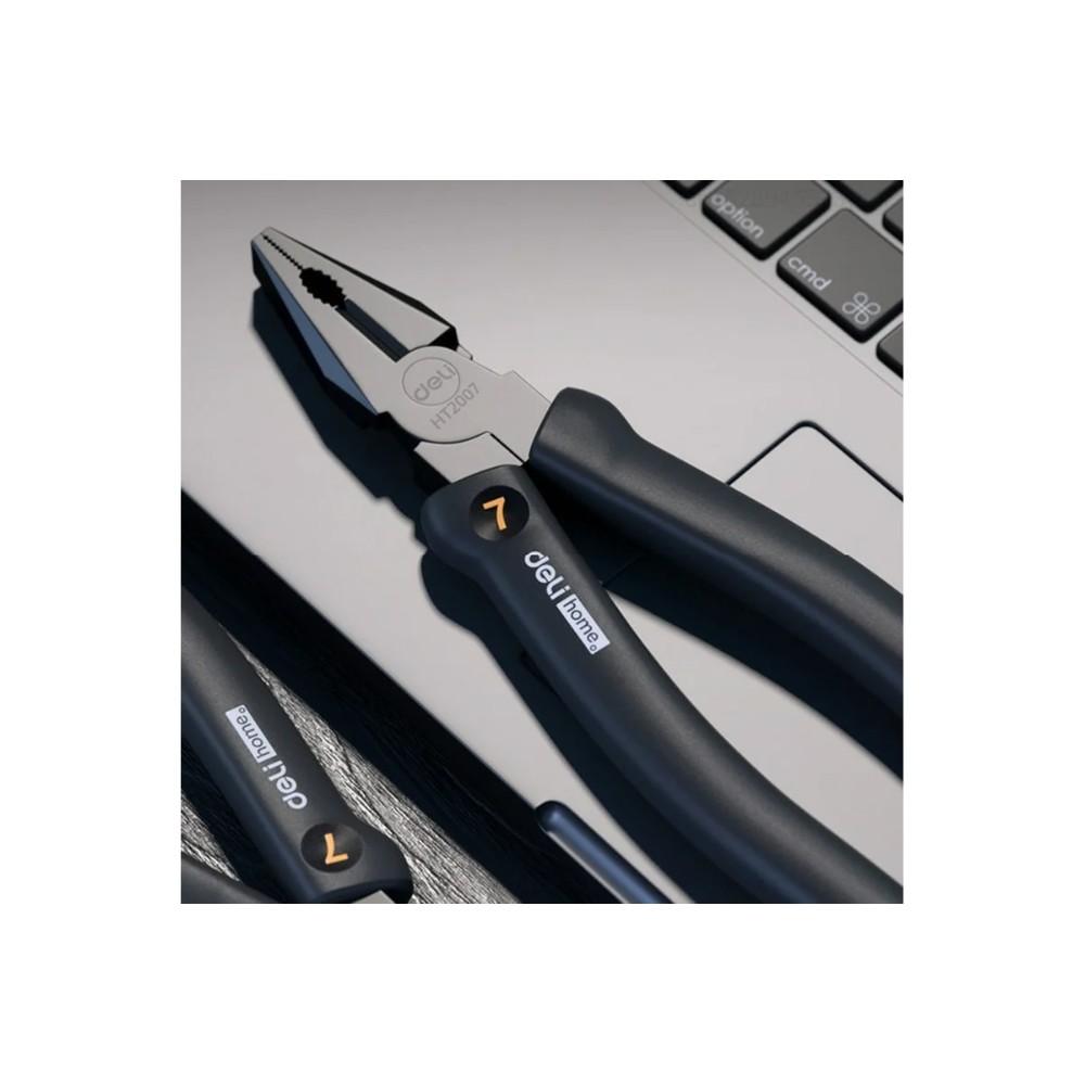 Длинногубцы Deli HS EHT2007, 180 мм, Soft Touch, черный - 6