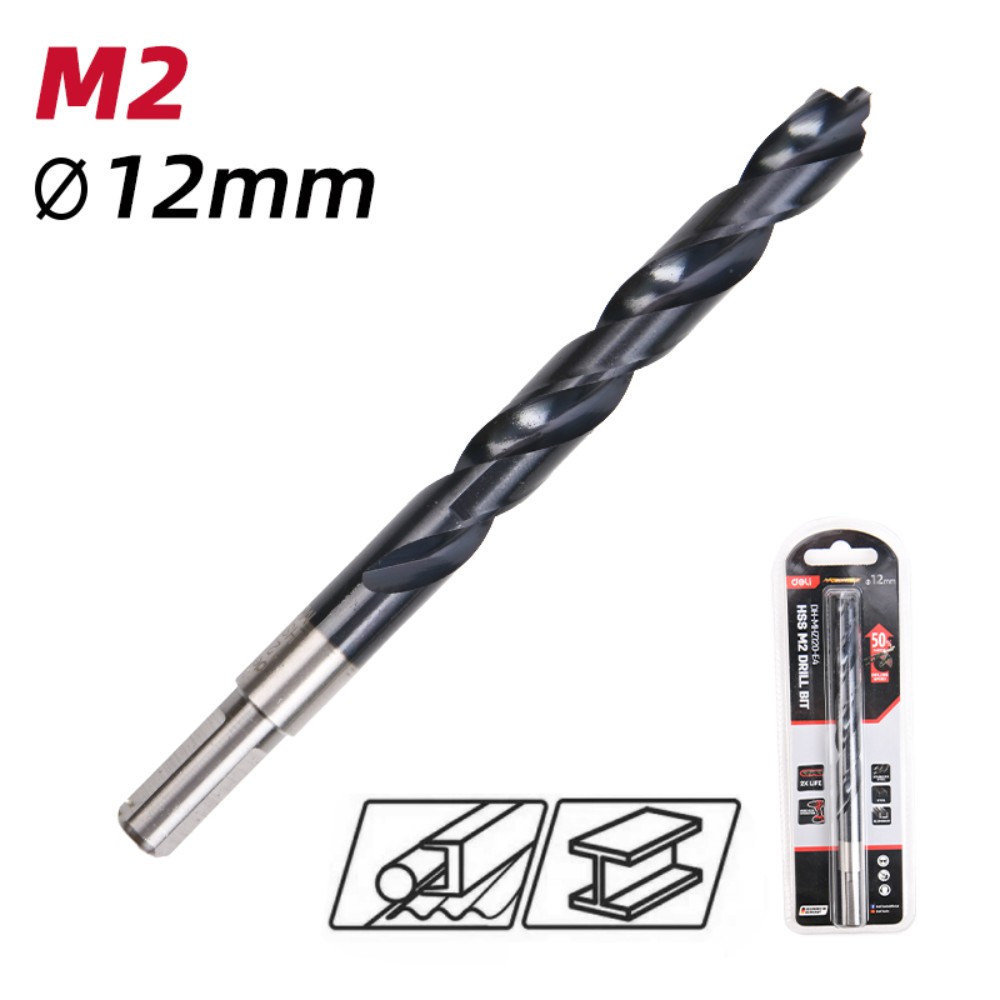 Сверло по металлу Deli RS EDH-MHZ120-E4, 12.0 мм, DIN 338, HSS-TiN - 2