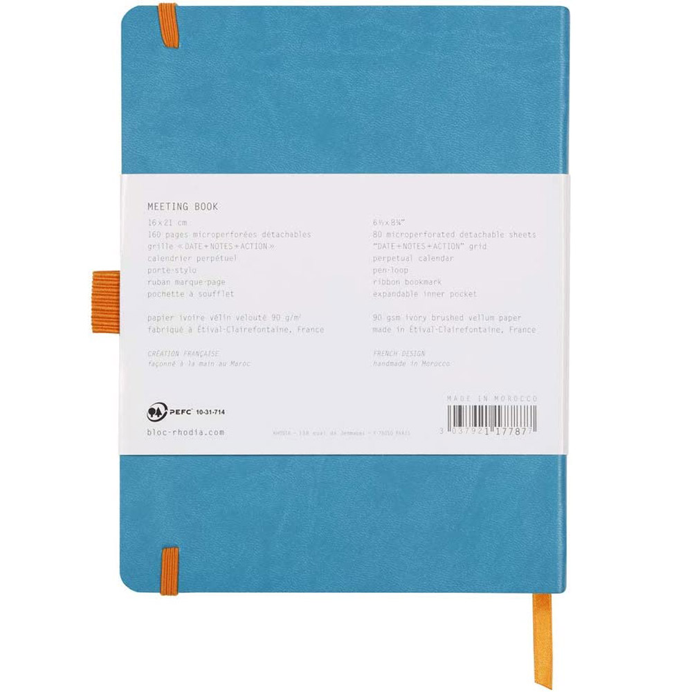 Блокнот "Rhodiarama Meeting" на резинке, A5+, 80 листов, линейка, бирюзовый - 6