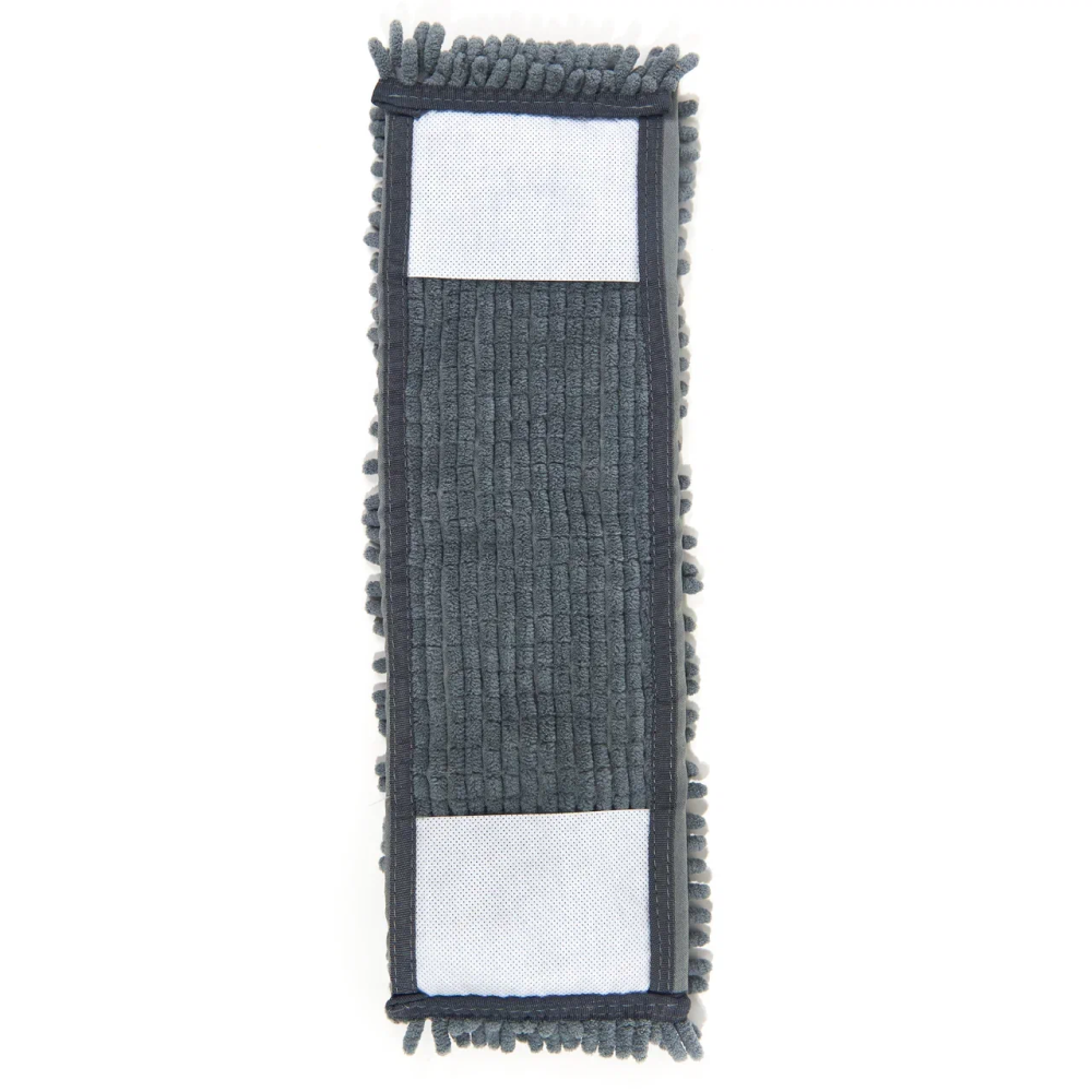 Насадка для плоской швабры 42х14 см, шенилл, на резинке, серый - 4