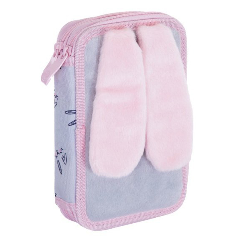 Пенал "Honeybunny", 2 отделения, серый, розовый