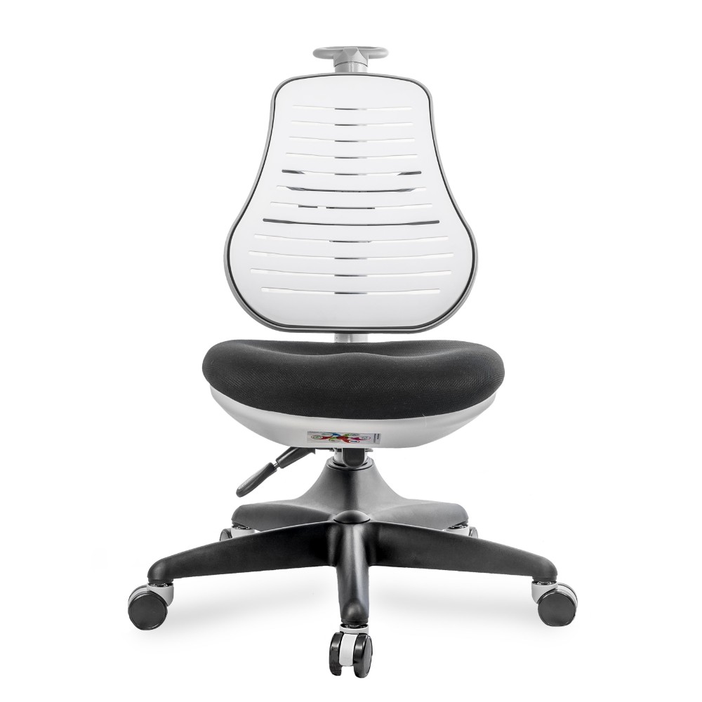 Кресло детское Comf-Pro С3 317 Chair, пластик, ткань, белый, черный, пластик, корпус черный, серый, с чехлом салатовым