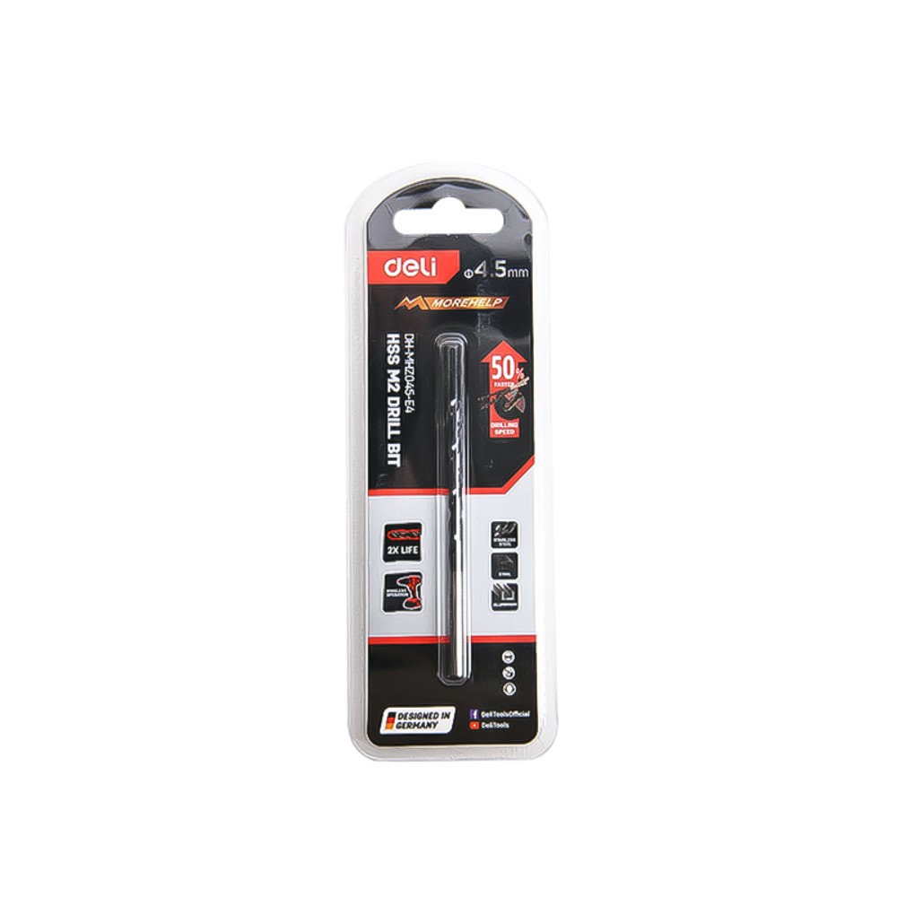 Сверло по металлу Deli RS EDH-MHZ045-E4, 4.5 мм, DIN 338, HSS-TiN - 4