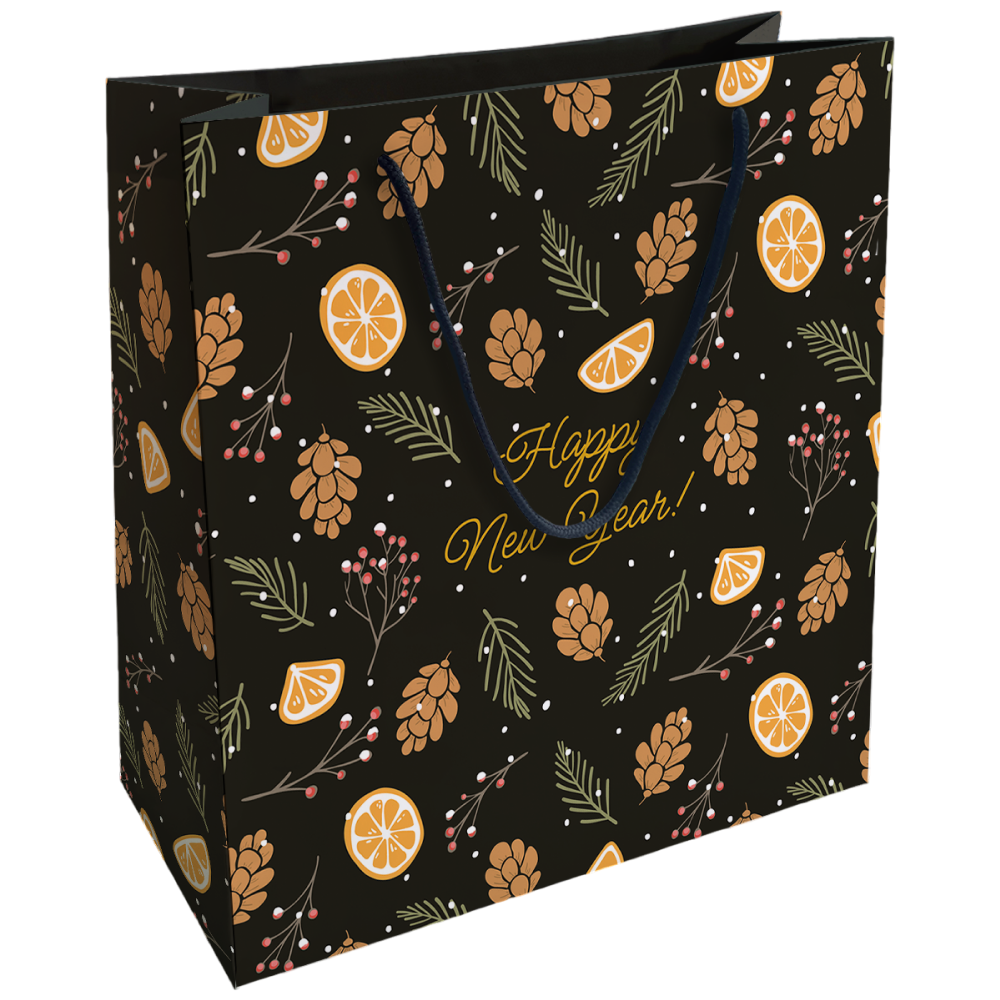 Пакет бумажный подарочный "Шишки"