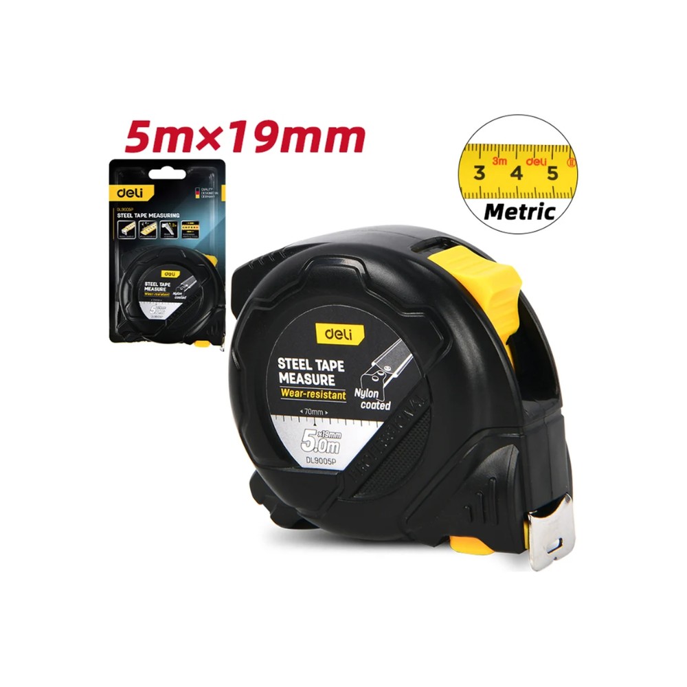 Рулетка Deli YS EDL9005P, 5 м х 19 мм, желтый, черный - 2