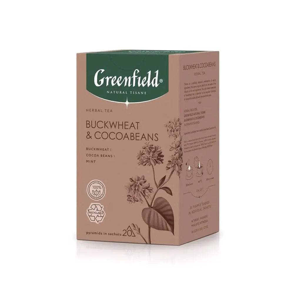 Чайный напиток "Greenfield Tisane Buckwheat&Cocoabeans", 20 пакетиков x 1.8 г, с гречихой и какао-бобами - 3