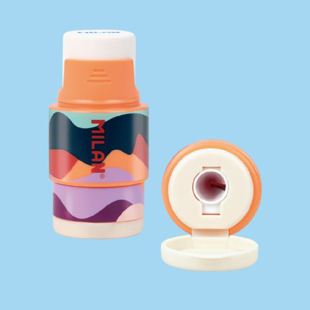 Точилка Milan "The Fun" с ластиком, 1 отверстие, с контейнером - 3