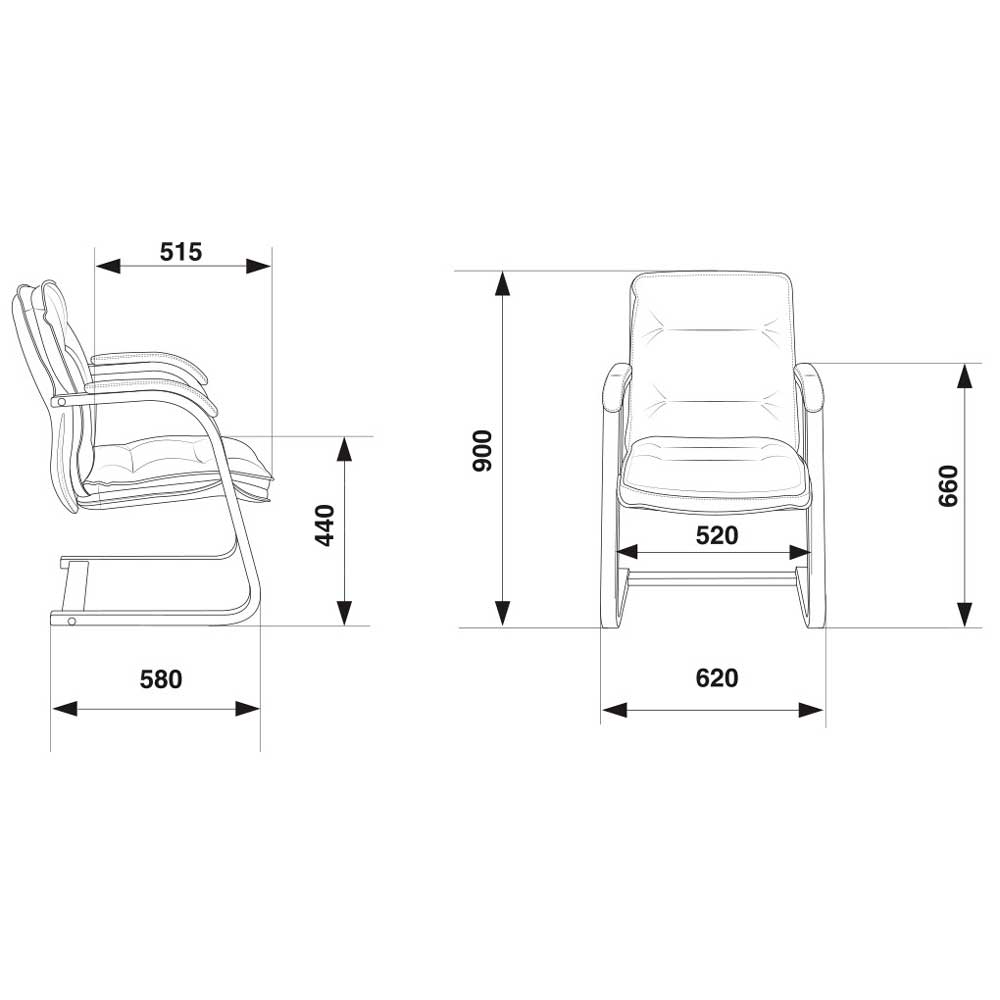 Стул для посетителей Бюрократ "T-9927WALNUT-AV", кожа, дерево, черный - 5