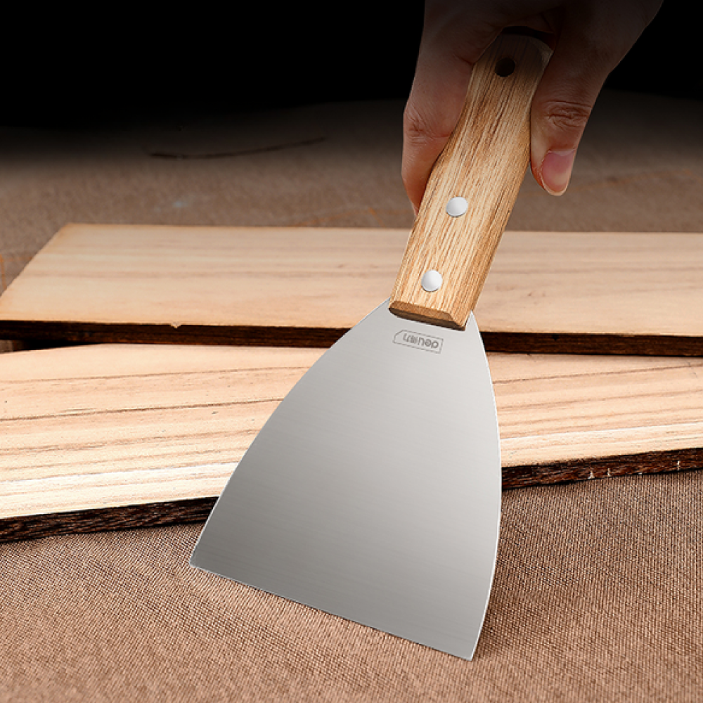 Шпатель Deli YS DL-HD4C, нержавеющий, 100 мм, деревянная рукоятка - 2