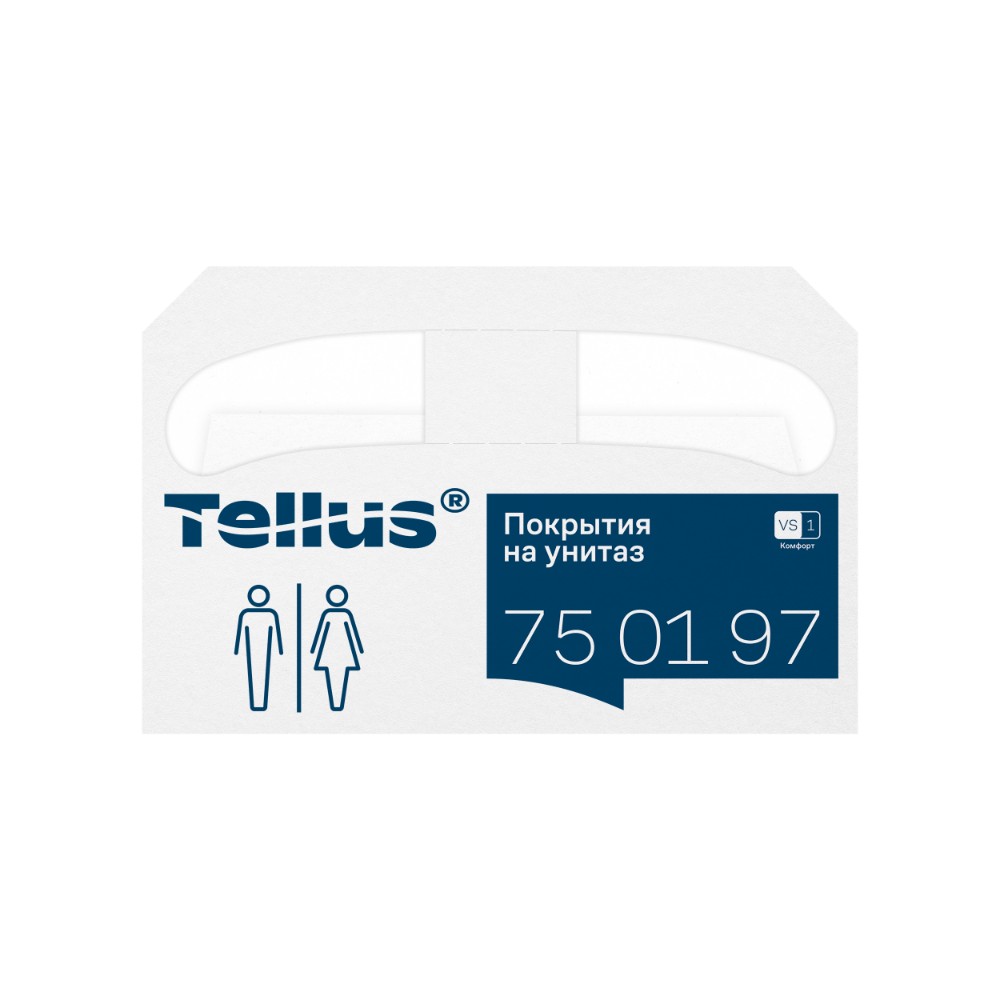Покрытия бумажные индивидуальные на унитаз Tellus Комфорт, 1/2 сложение, 250 шт/упак, VS1 - 4
