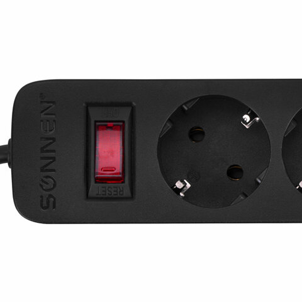 Сетевой фильтр Sonnen SPB-185, 1.8м, 5 розеток, черный