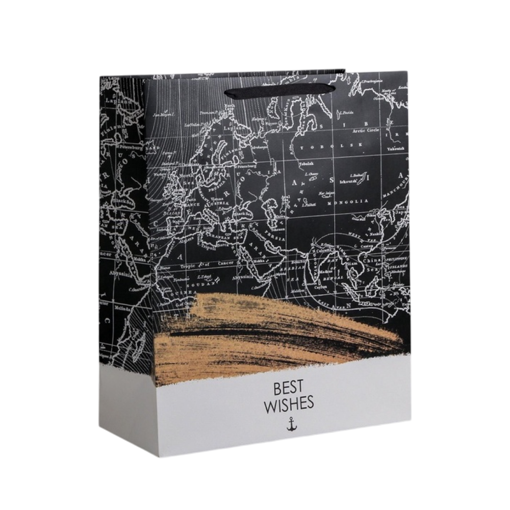 Пакет бумажный подарочный "Best wishes", 49х40х19 см