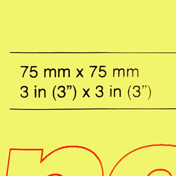Бумага для записей на клейкой основе "Kores", 75x75 мм, 100 листов, желтый неон - 3