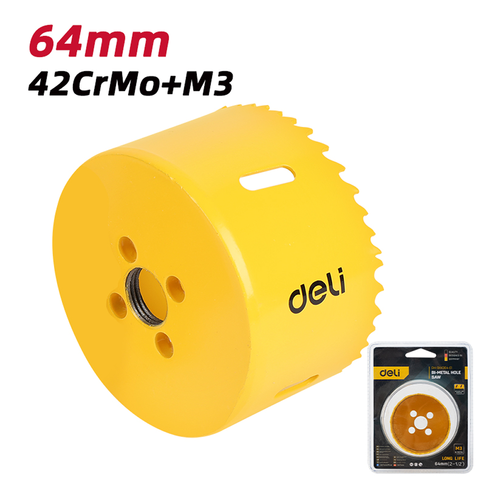 Коронка биметаллическая Deli YS EDH-SKK064-E1, 64 х 38 мм, М14 - 2