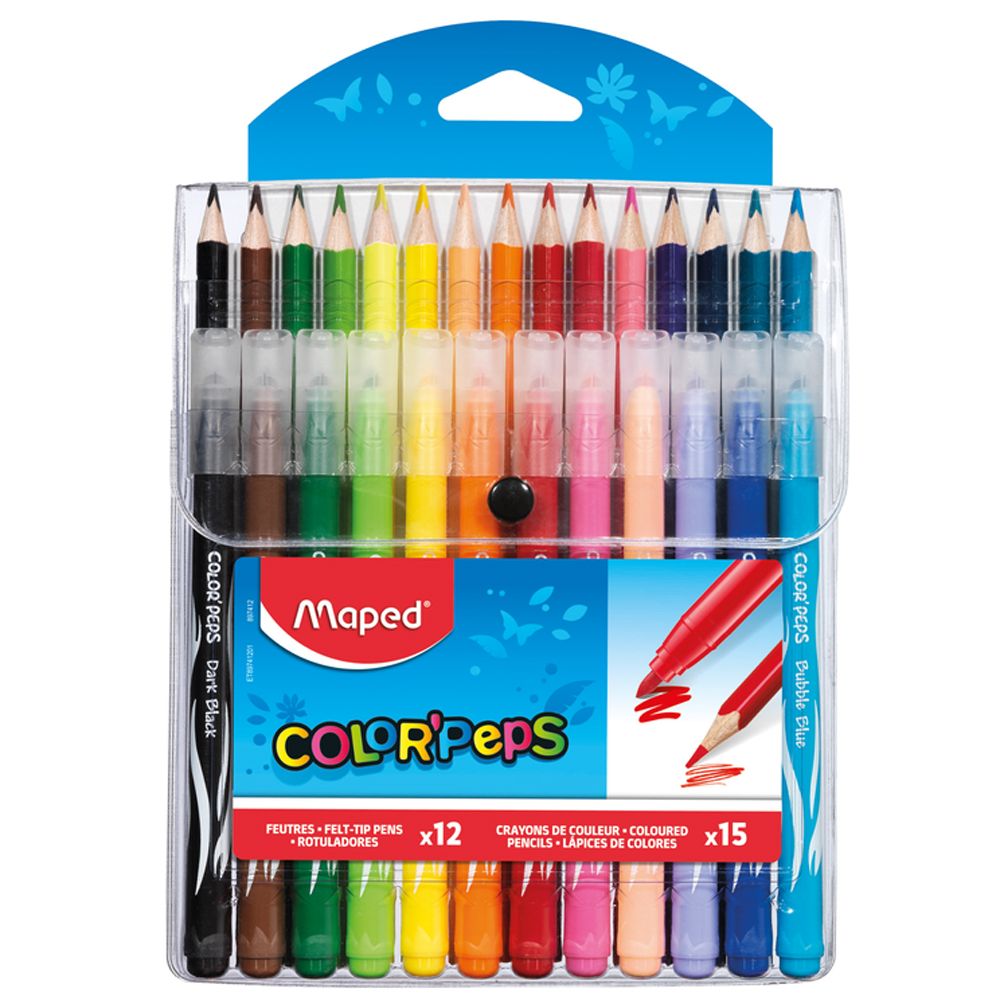 Цветные карандаши + фломастеры Maped "Jungle", 15 цветов