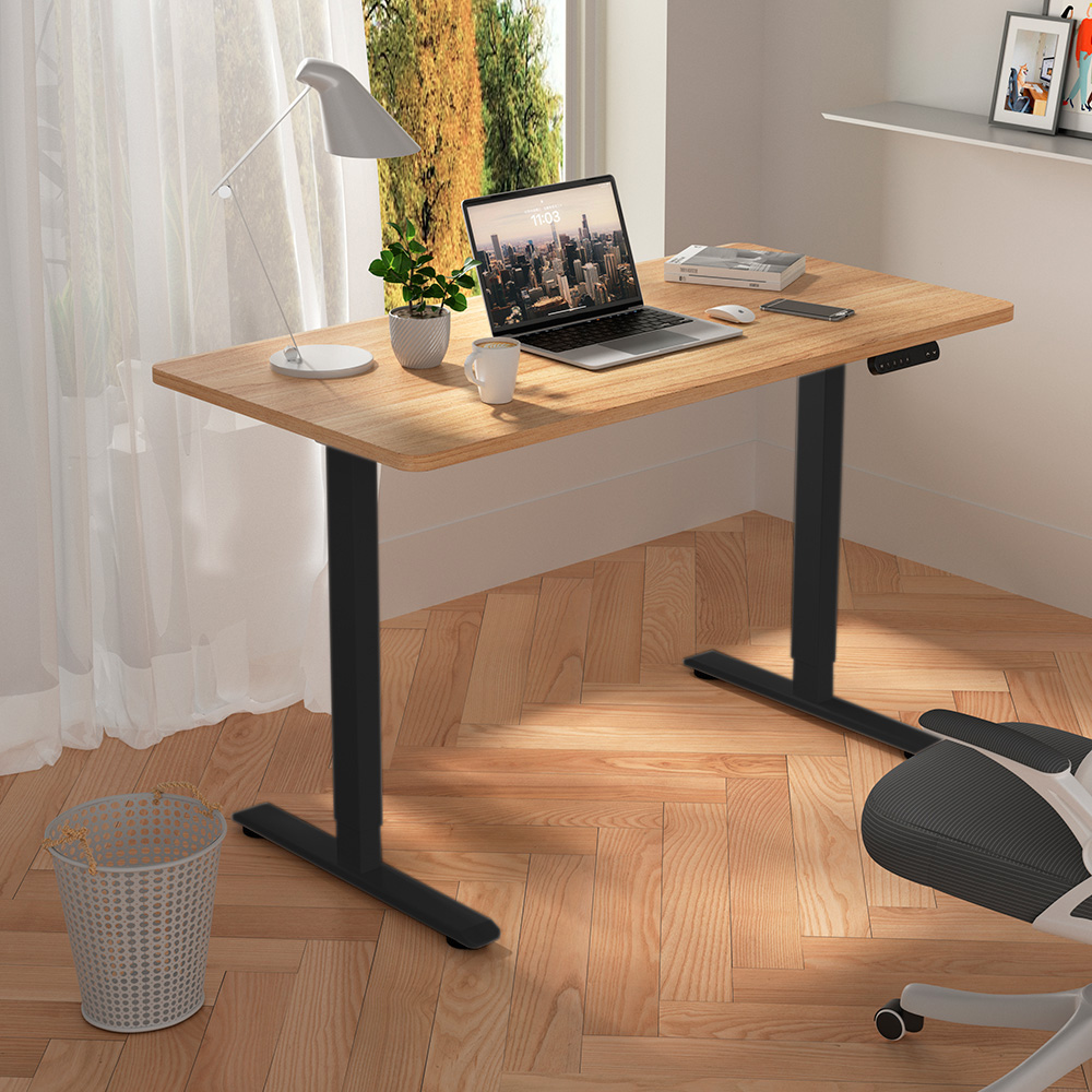 Стол с электроприводом WellDesk Prime 1300x675х18 черный/дуб канзас коричневый (9191461+9072451) - 4