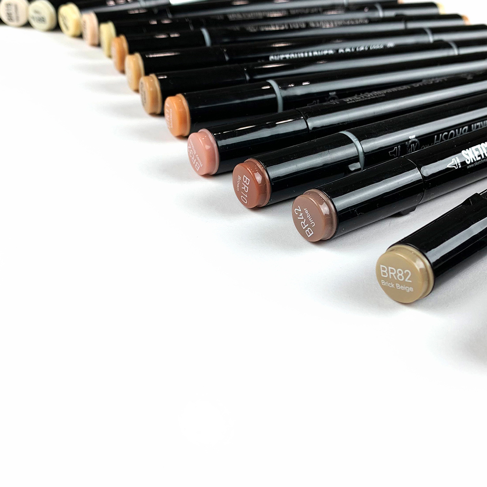 Маркер перманентный двусторонний "Sketchmarker Brush", O32 оранжево-желтый - 3