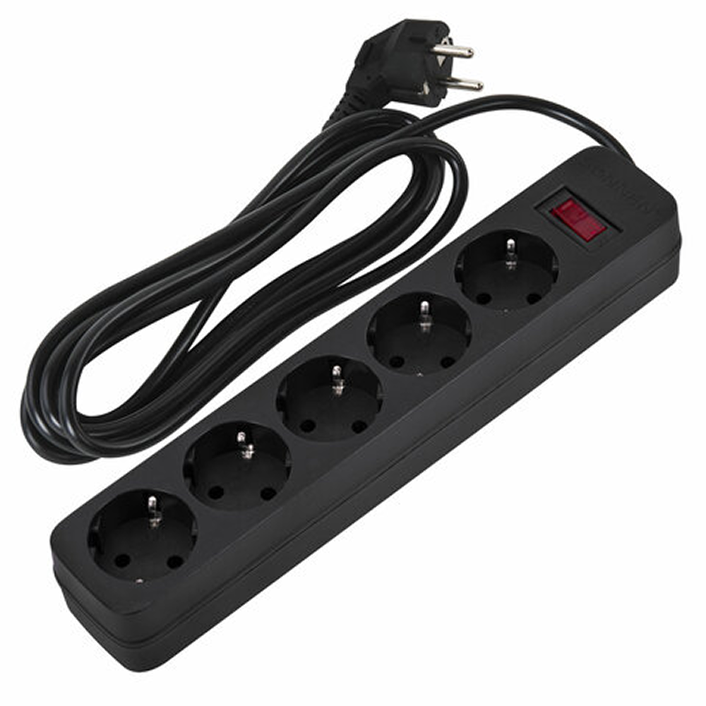 Сетевой фильтр Sonnen SPB-305, 3 м, 5 розеток, черный