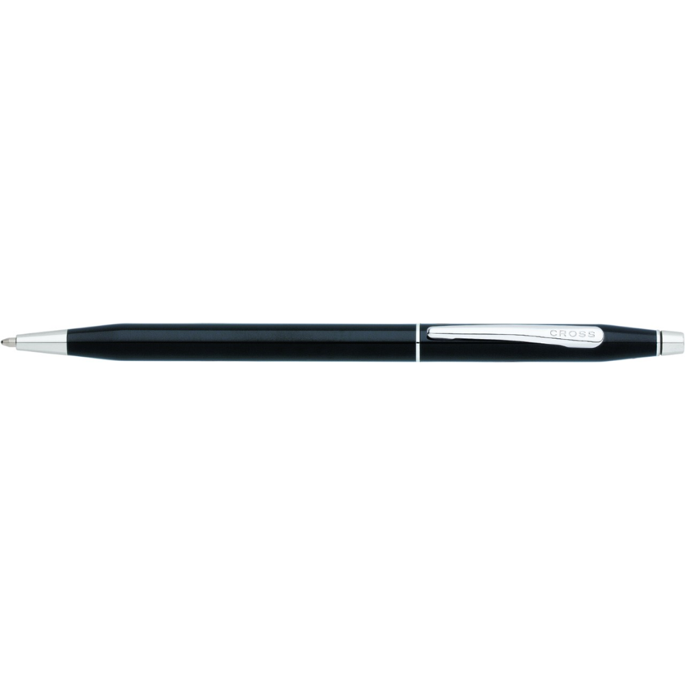 Ручка шариковая автоматическая "Cross Classic Century Black Lacquer", 0.7 мм, черный, серебристый, стержень черный