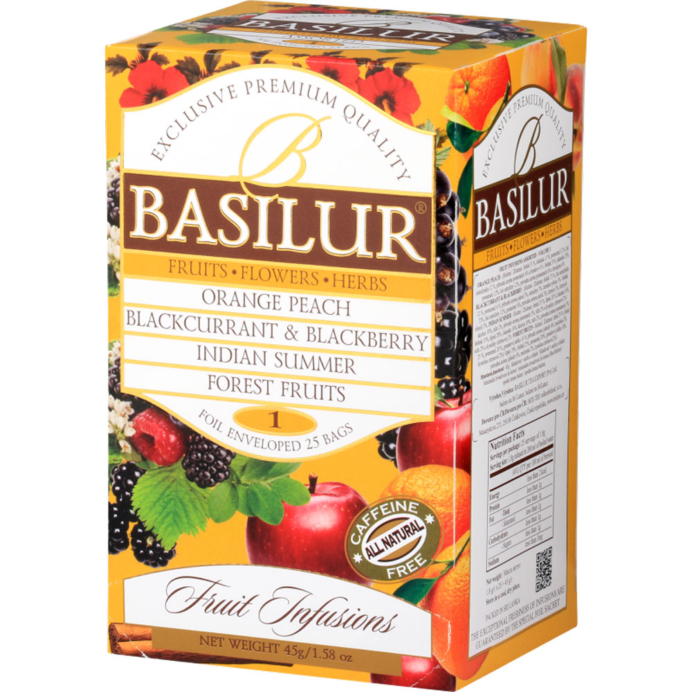 Чай Basilur "Fruit infusion", 25 пакетиковx1.8 гр, ассорти