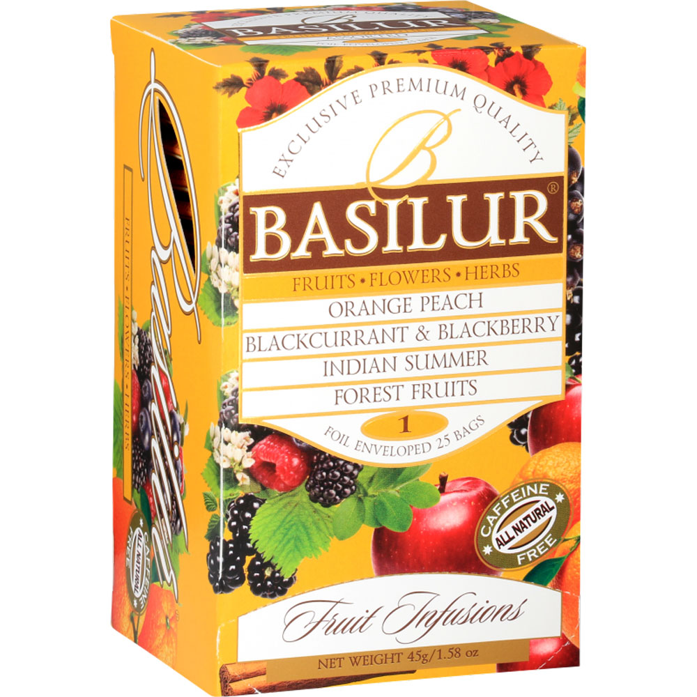 Чай Basilur "Fruit infusion", 25 пакетиковx1.8 гр, ассорти